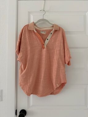 Lucky Brand Peach Short Sleeve Polo Tee
